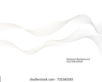 Abstract wavy white background with gray color smooth curves wave lines for technology background or modern background