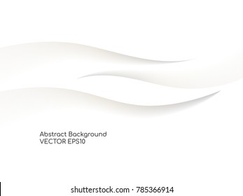 Abstract wavy white background with gray color smooth curves wave lines for technology background or modern background