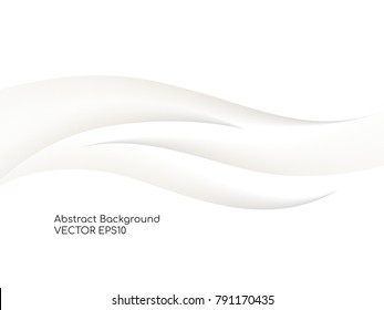 Abstract wavy white background with gray color smooth curves wave lines for technology background or modern background