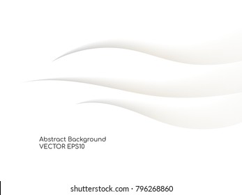 Abstract wavy white background with gray color smooth curves wave lines for technology background or modern background