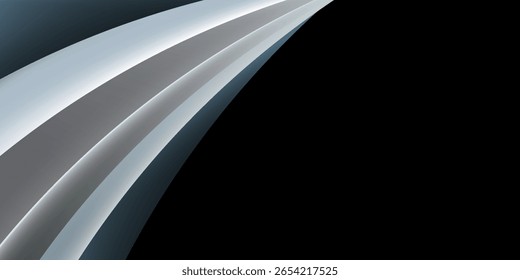 Abstrato branco ondulado e camadas cinza sobre um fundo preto em um design minimalista. Ilustração do Blender 3D