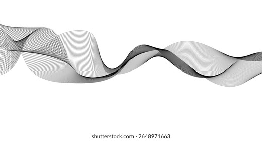 Abstract wavy white and grey curved lines on transparent background. Technology background, Design for brochure, flyer, banner, template, business wave lines background.	