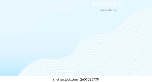 Abstract wavy white lines glowing on blue background. Futuristic digital high tech pattern. Health Care concept. Vector illustration