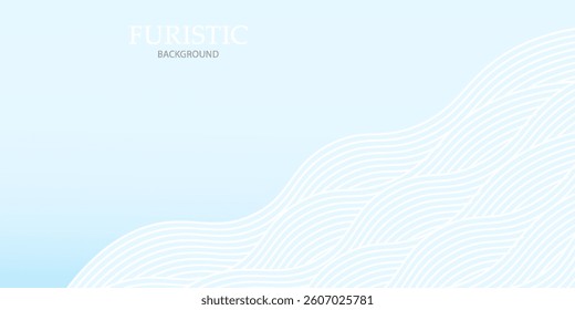 Abstract wavy white lines glowing on blue background. Futuristic digital high tech pattern. Health Care concept. Vector illustration