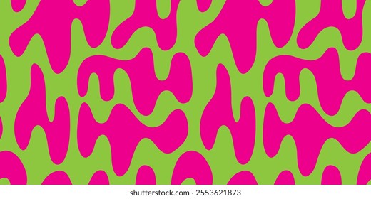 Abstract wavy y2k shape seamless pattern illustration. Modern minimalist art print background of psychedelic curvy shapes on