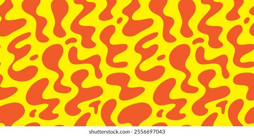 Abstract wavy y2k shape seamless pattern illustration. Modern minimalist art print background of psychedelic curvy shapes on