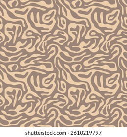 Abstract wavy y2k shape seamless pattern illustration. Modern minimalist art print background of psychedelic curvy shapes on colorful pastel backdrop. Neon fashion fabric, liquid texture design