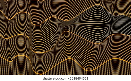 Abstract wavy yellow and black lines pattern suitable for backgrounds, social media posts, digital art, posters, and website design.