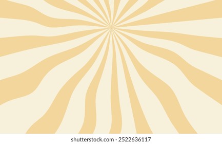 Abstract wavy yellow sunburst background with vintage Y2K aesthetic. Psychedelic abstract sun rays. Flat vector illustration