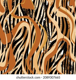 Abstract Wavy with Zebra Pattern. Vector Illustration.