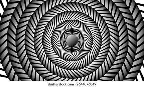 Abstract Wavy Zigzag Radial Lines Circular Optical Illusion Art. Vector