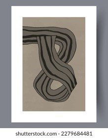 Abstract way chaotic form wall art print. Contemporary decorative background with form. Printable minimal abstract way poster. Wall artwork for interior design.