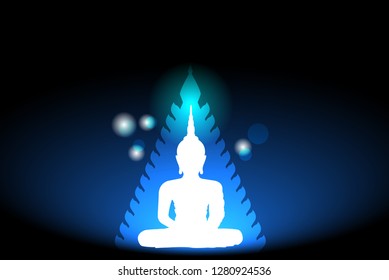Abstract The way to nirvana In Buddhism on Dark blue background.