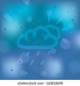 abstract weather icon on the rainy background vector