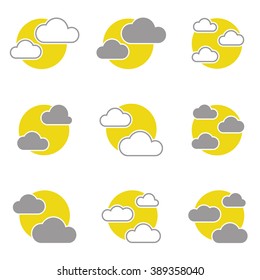 Abstract weather icons - sun and clouds