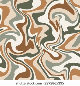 Abstract weaves seamless vector pattern. 60’s, 70’s style hippie background with waves, psychedelic groovy texture. Perfect for textile, wallpaper or print design.
