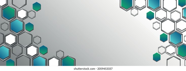 Abstract web background, set of hexagons on a light gray background - Vector illustration