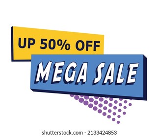 Abstract web banner, business card, template MEGA SALE 50 PERCENT - Vector illustration