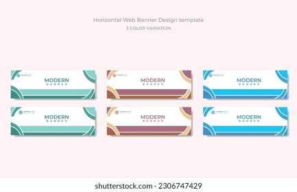 Abstract Web banner design 3 color themes premium vector