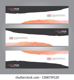 abstract web banner design template with watercolor