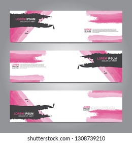 abstract web banner design template with watercolor