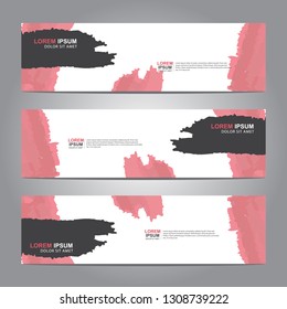 abstract web banner design template with watercolor