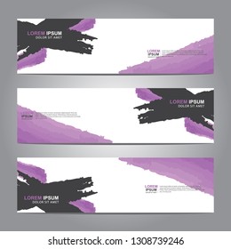 abstract web banner design template with watercolor