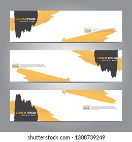 abstract web banner design template with watercolor