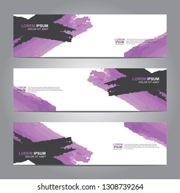abstract web banner design template with watercolor
