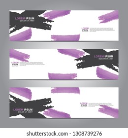 abstract web banner design template with watercolor