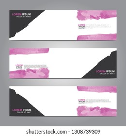 abstract web banner design template with watercolor