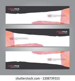 abstract web banner design template with watercolor
