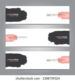 abstract web banner design template with watercolor