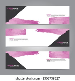 abstract web banner design template with watercolor