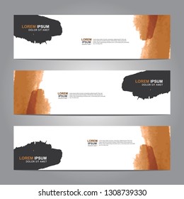 abstract web banner design template with watercolor