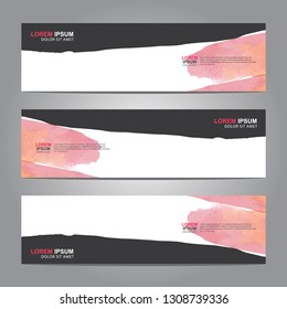 abstract web banner design template with watercolor