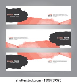 abstract web banner design template with watercolor