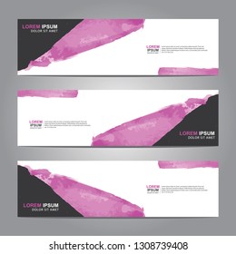 abstract web banner design template with watercolor