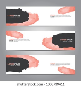 abstract web banner design template with watercolor
