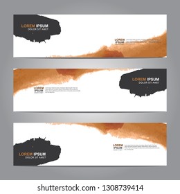 abstract web banner design template with watercolor