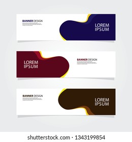 Abstract web banner design template. Blue, pink, brown fluid with yellow color shape. Set of web banner background.