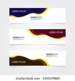 Abstract web banner design template. Blue, pink, brown fluid with yellow color shape. Set of web banner background.