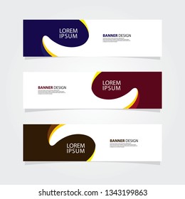 Abstract web banner design template. Blue, pink, brown fluid with yellow color shape. Set of web banner background.