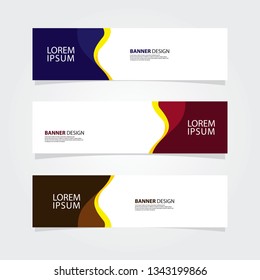 Abstract web banner design template. Blue, pink, brown fluid with yellow color shape. Set of web banner background.