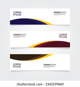 Abstract web banner design template. Blue, pink, brown fluid with yellow color shape. Set of web banner background.