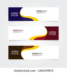 Abstract web banner design template. Blue, pink, brown fluid with yellow color shape. Set of web banner background.