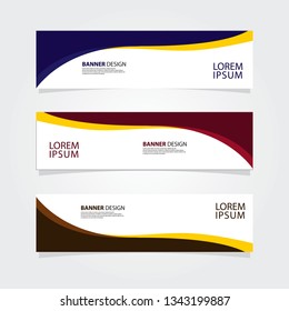 Abstract web banner design template. Blue, pink, brown fluid with yellow color shape. Set of web banner background.