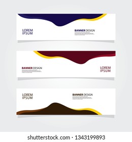 Abstract web banner design template. Blue, pink, brown fluid with yellow color shape. Set of web banner background.