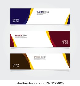 Abstract web banner design template. Blue, pink, brown fluid with yellow color shape. Set of web banner background.