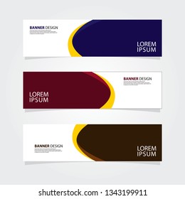 Abstract web banner design template. Blue, pink, brown fluid with yellow color shape. Set of web banner background.